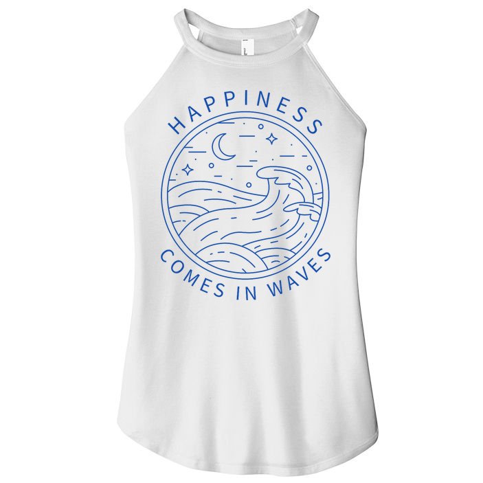 Happiness Comes In Waves Wave Surfer Surf Ocean Beach Lover Women's Perfect Tri Rocker Tank