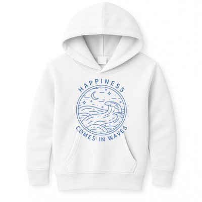 Happiness Comes In Waves Wave Surfer Surf Ocean Beach Lover Kids Hoodie