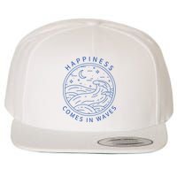 Happiness Comes In Waves Wave Surfer Surf Ocean Beach Lover Wool Snapback Cap