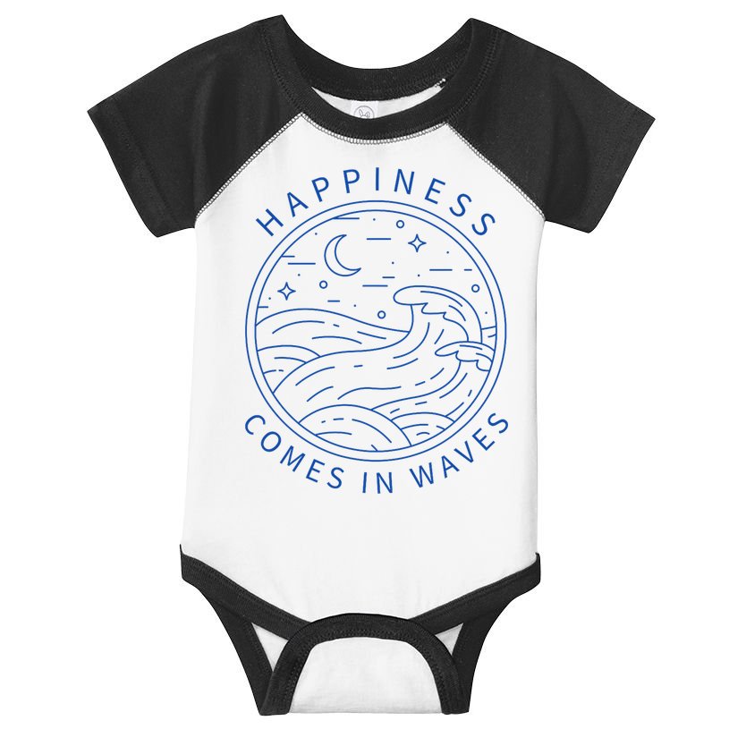 Happiness Comes In Waves Wave Surfer Surf Ocean Beach Lover Infant Baby Jersey Bodysuit