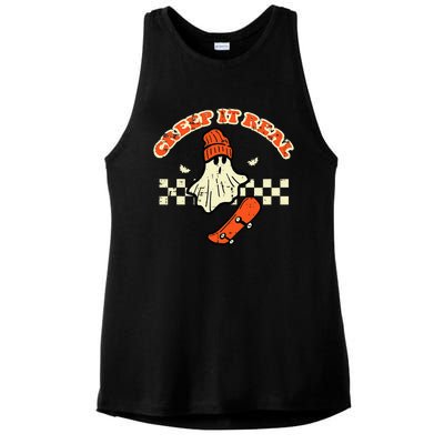 Halloween Creep It Real Ghost Skater Costume Ladies PosiCharge Tri-Blend Wicking Tank