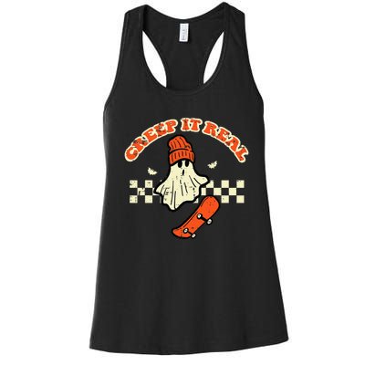 Halloween Creep It Real Ghost Skater Costume Women's Racerback Tank