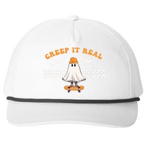 Halloween Creep it Real Ghost Skater Snapback Five-Panel Rope Hat