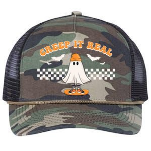 Halloween Creep it Real Ghost Skater Retro Rope Trucker Hat Cap