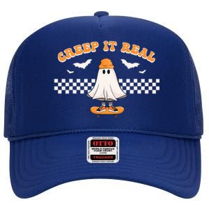 Halloween Creep it Real Ghost Skater High Crown Mesh Back Trucker Hat