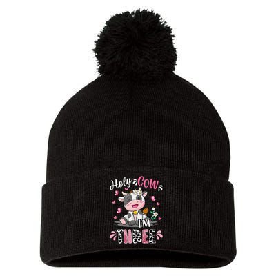 Holy Cow I'm Three 3 Years Old 3rd Birthday Pom Pom 12in Knit Beanie