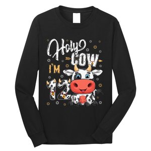 Holy Cow I'm Twelve 12 Year Old Cow Farm Theme 12th Birthday Long Sleeve Shirt