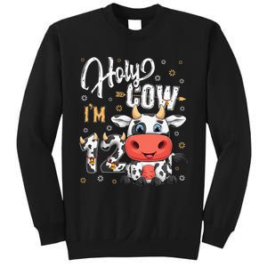 Holy Cow I'm Twelve 12 Year Old Cow Farm Theme 12th Birthday Sweatshirt