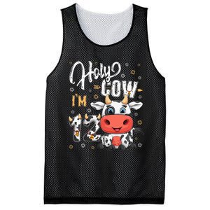 Holy Cow I'm Twelve 12 Year Old Cow Farm Theme 12th Birthday Mesh Reversible Basketball Jersey Tank