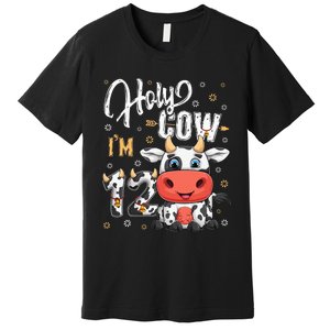 Holy Cow I'm Twelve 12 Year Old Cow Farm Theme 12th Birthday Premium T-Shirt