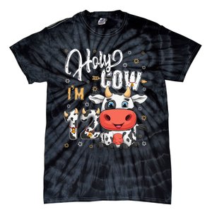 Holy Cow I'm Twelve 12 Year Old Cow Farm Theme 12th Birthday Tie-Dye T-Shirt