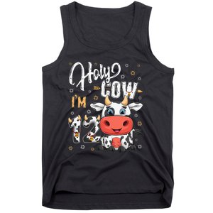 Holy Cow I'm Twelve 12 Year Old Cow Farm Theme 12th Birthday Tank Top