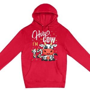 Holy Cow I'm Twelve 12 Year Old Cow Farm Theme 12th Birthday Premium Pullover Hoodie