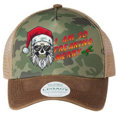 Halloween Christmas I Am So Freaking Merry Funny Skeleton Gift Legacy Tie Dye Trucker Hat