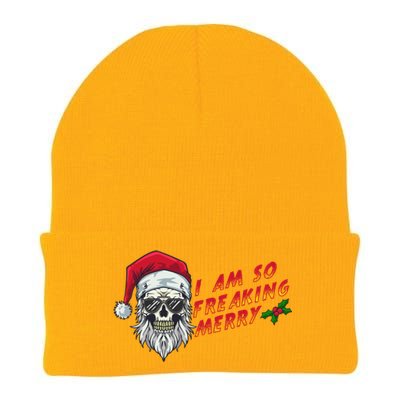 Halloween Christmas I Am So Freaking Merry Funny Skeleton Gift Knit Cap Winter Beanie