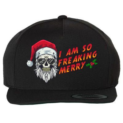 Halloween Christmas I Am So Freaking Merry Funny Skeleton Gift Wool Snapback Cap