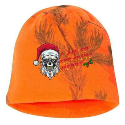 Halloween Christmas I Am So Freaking Merry Funny Skeleton Gift Kati - Camo Knit Beanie