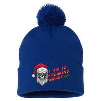 Halloween Christmas I Am So Freaking Merry Funny Skeleton Gift Pom Pom 12in Knit Beanie