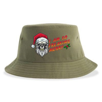 Halloween Christmas I Am So Freaking Merry Funny Skeleton Gift Sustainable Bucket Hat