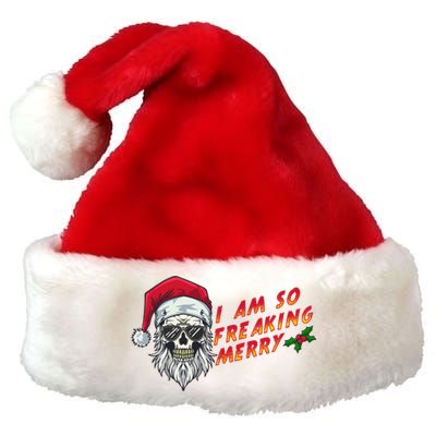 Halloween Christmas I Am So Freaking Merry Funny Skeleton Gift Premium Christmas Santa Hat