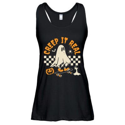 Halloween Creep It Real Ghost Skateboard Ladies Essential Flowy Tank