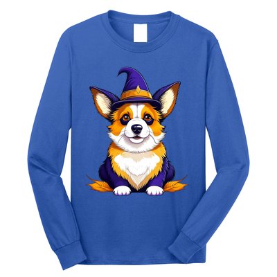 Halloween Corgi In A Witch Hat Cute Dog Lover Halloween Funny Gift Long Sleeve Shirt