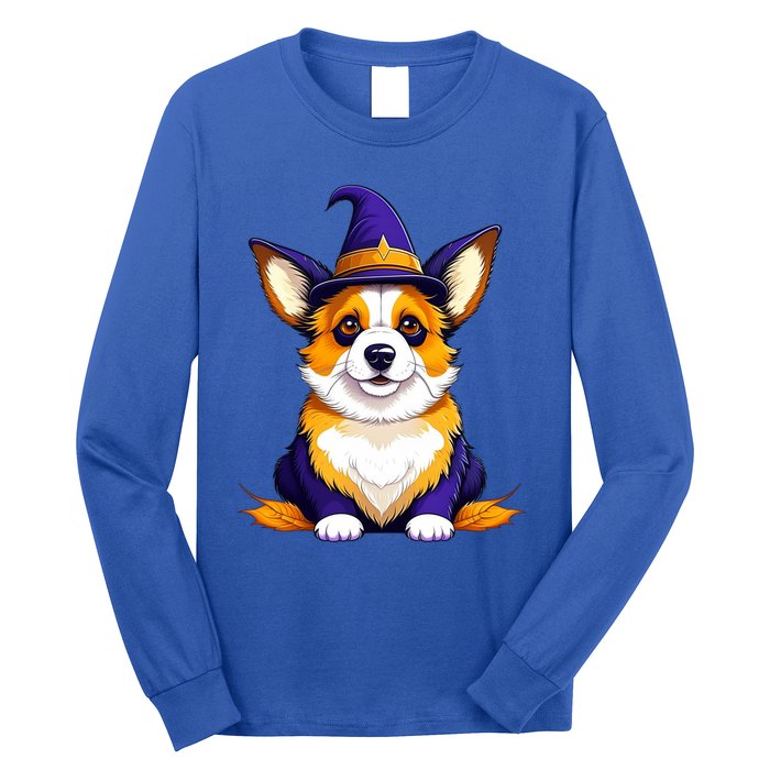 Halloween Corgi In A Witch Hat Cute Dog Lover Halloween Funny Gift Long Sleeve Shirt