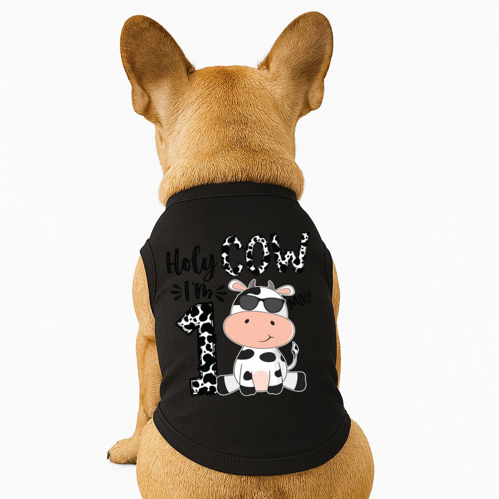 Holy Cow Im 1 Birthday 1st Cow Farm Animals Bday Doggie Tank