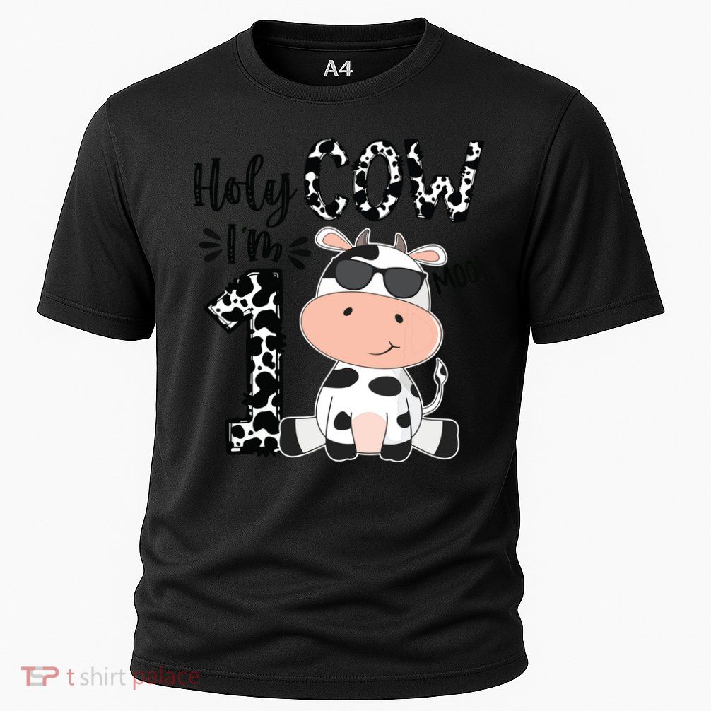 Holy Cow Im 1 Birthday 1st Cow Farm Animals Bday Performance Shirt