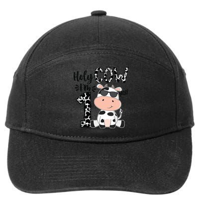 Holy Cow Im 1 Birthday 1st Cow Farm Animals Bday 7-Panel Snapback Hat