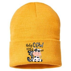 Holy Cow Im 3 Birthday Boy 3rd Cow Farm Animals Bday Sustainable Knit Beanie