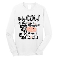 Holy Cow Im 3 Birthday Boy 3rd Cow Farm Animals Bday Long Sleeve Shirt