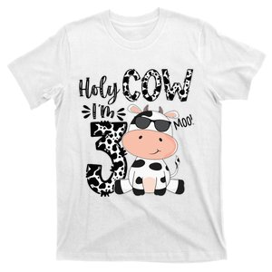 Holy Cow Im 3 Birthday Boy 3rd Cow Farm Animals Bday T-Shirt