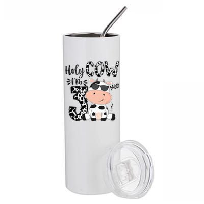 Holy Cow Im 3 Birthday Boy 3rd Cow Farm Animals Bday Stainless Steel Tumbler