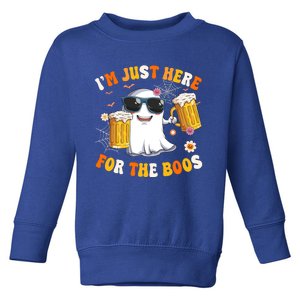 Halloween Costumes Im Just Here For The Boos Beer Groovy Gift Toddler Sweatshirt