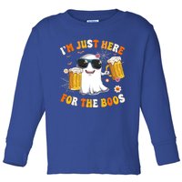 Halloween Costumes Im Just Here For The Boos Beer Groovy Gift Toddler Long Sleeve Shirt