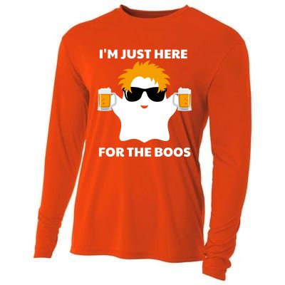 Halloween Costumes Im Just Here For The Boos Ghost Beer Gift Cooling Performance Long Sleeve Crew