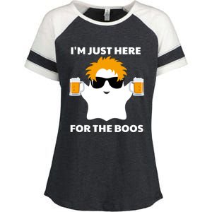 Halloween Costumes Im Just Here For The Boos Ghost Beer Gift Enza Ladies Jersey Colorblock Tee