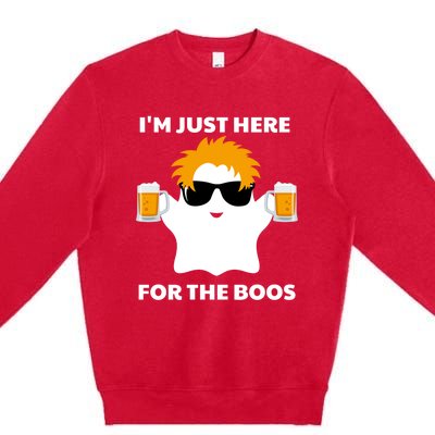 Halloween Costumes Im Just Here For The Boos Ghost Beer Gift Premium Crewneck Sweatshirt