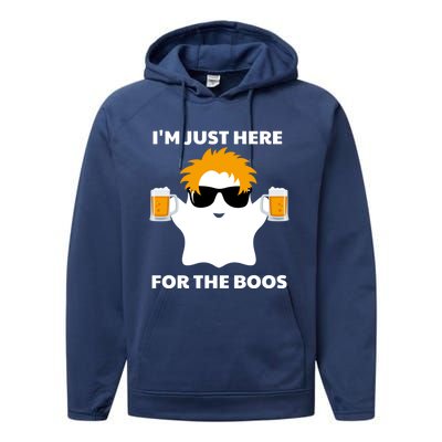 Halloween Costumes Im Just Here For The Boos Ghost Beer Gift Performance Fleece Hoodie