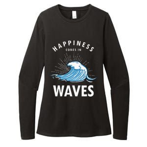 Happiness Comes In Waves Surfing Surfers Surf Beach Womens CVC Long Sleeve Shirt