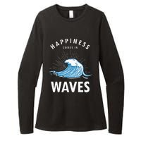 Happiness Comes In Waves Surfing Surfers Surf Beach Womens CVC Long Sleeve Shirt