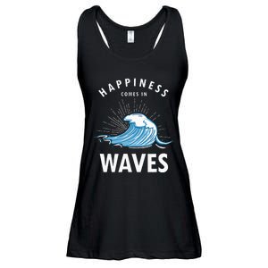 Happiness Comes In Waves Surfing Surfers Surf Beach Ladies Essential Flowy Tank