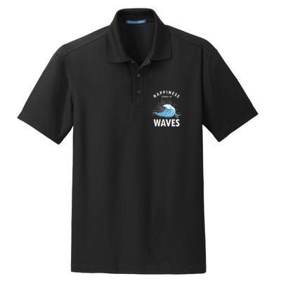 Happiness Comes In Waves Surfing Surfers Surf Beach Dry Zone Grid Polo