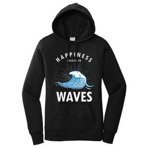 Happiness Comes In Waves Surfing Surfers Surf Beach Women's Pullover Hoodie