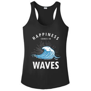 Happiness Comes In Waves Surfing Surfers Surf Beach Ladies PosiCharge Competitor Racerback Tank