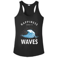 Happiness Comes In Waves Surfing Surfers Surf Beach Ladies PosiCharge Competitor Racerback Tank