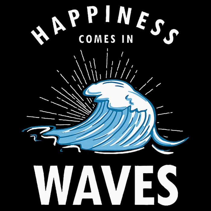 Happiness Comes In Waves Surfing Surfers Surf Beach Cropped Pullover Crew