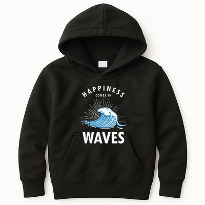Happiness Comes In Waves Surfing Surfers Surf Beach Kids Hoodie