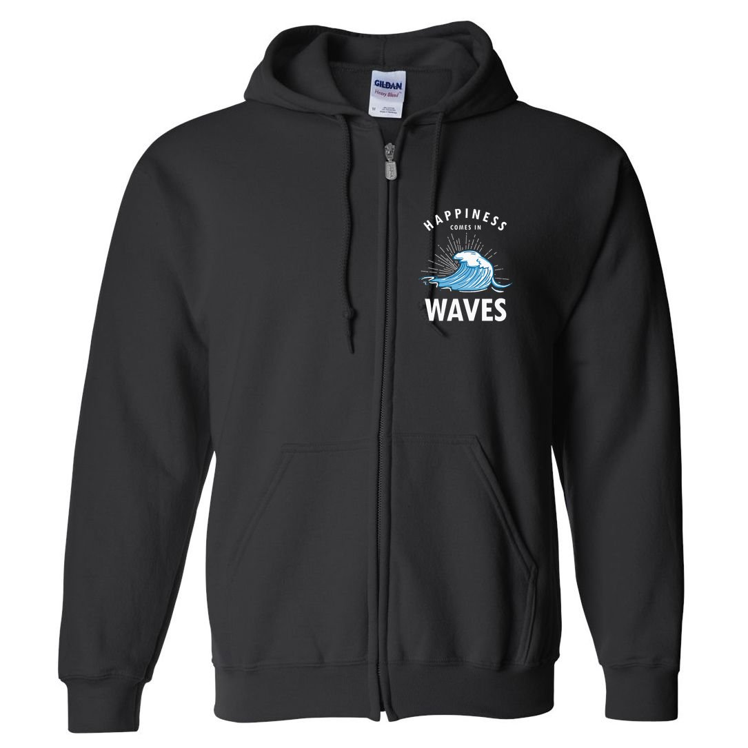 Happiness Comes In Waves Surfing Surfers Surf Beach Full Zip Hoodie